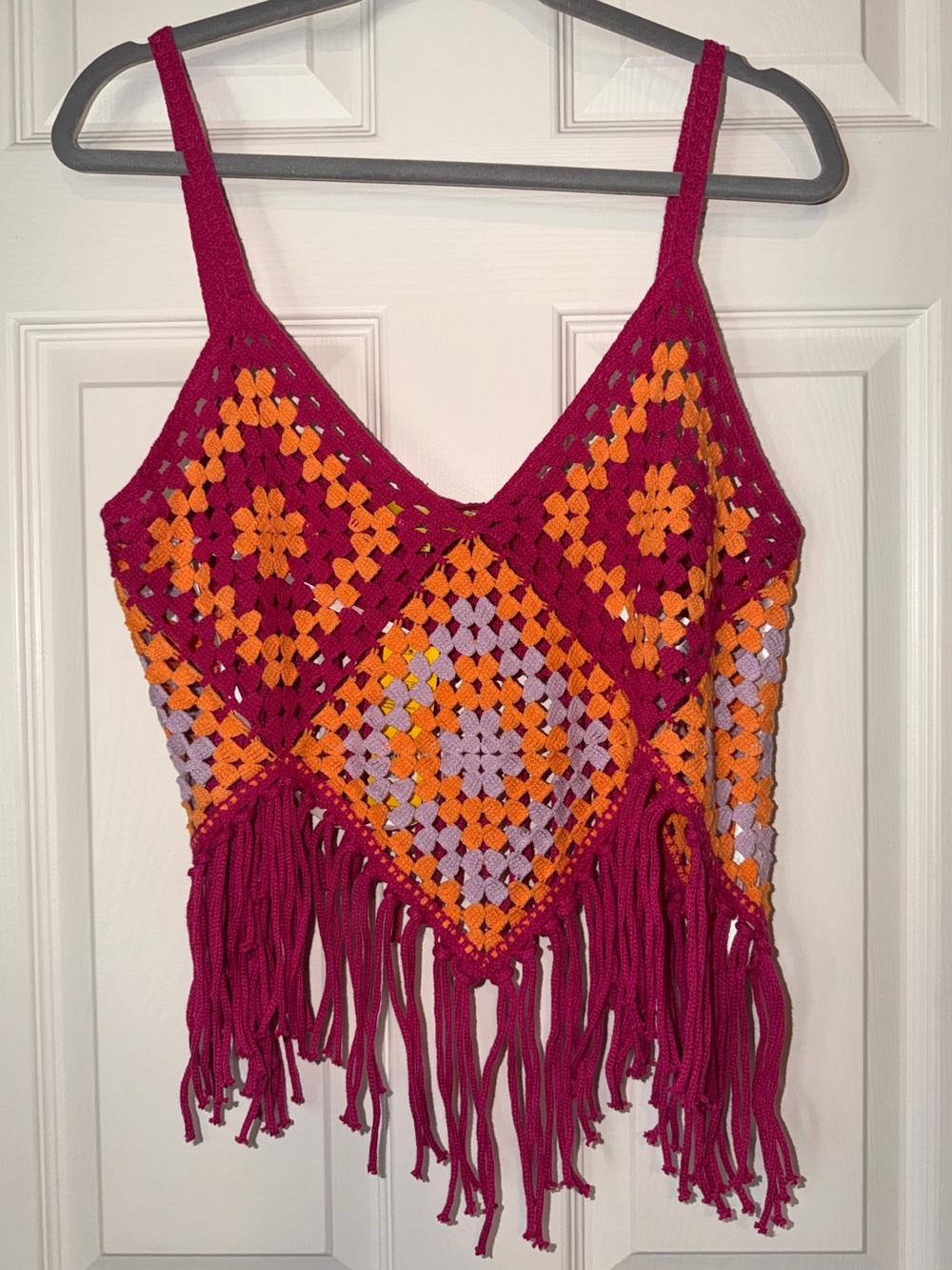 Circus by Sam Edelman Crochet Fringe Camisole in Fuchsia, Orange, Lavender